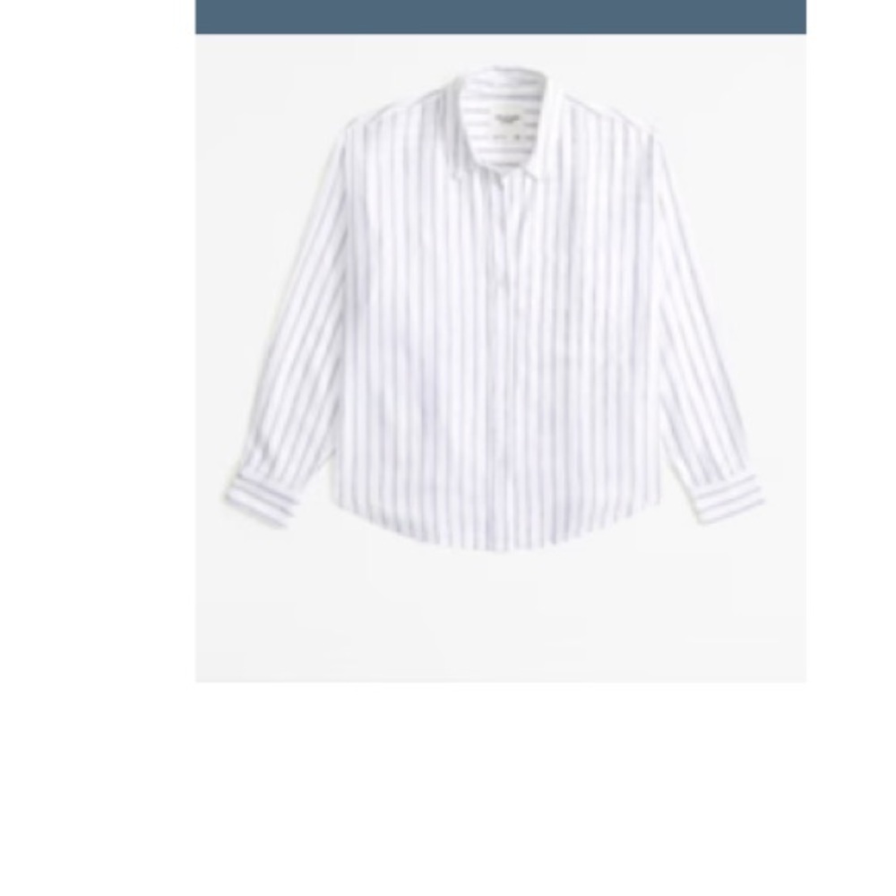 Abercrombie & Fitch Oversized Linen-Blend Step Hem Shirt